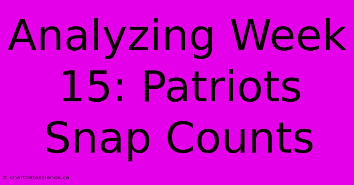 Analyzing Week 15: Patriots Snap Counts