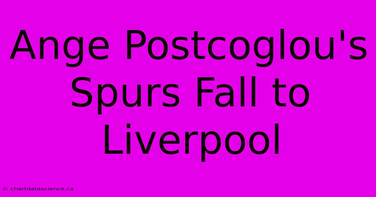 Ange Postcoglou's Spurs Fall To Liverpool