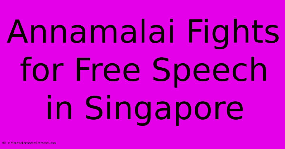 Annamalai Fights For Free Speech In Singapore