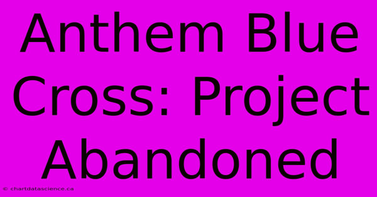 Anthem Blue Cross: Project Abandoned