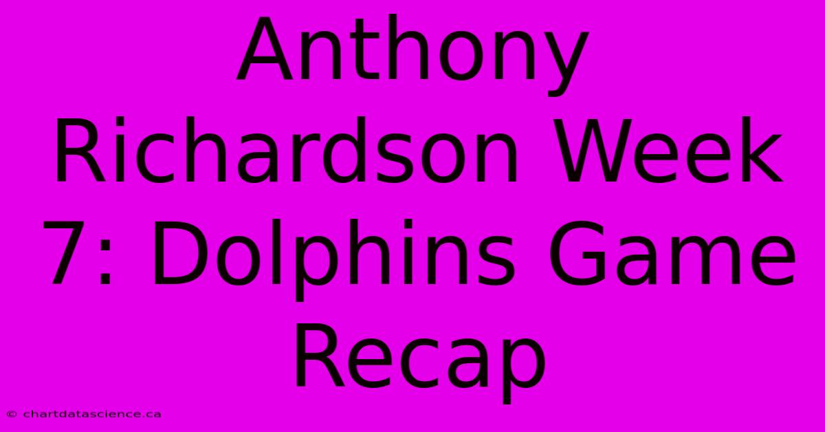 Anthony Richardson Week 7: Dolphins Game Recap 