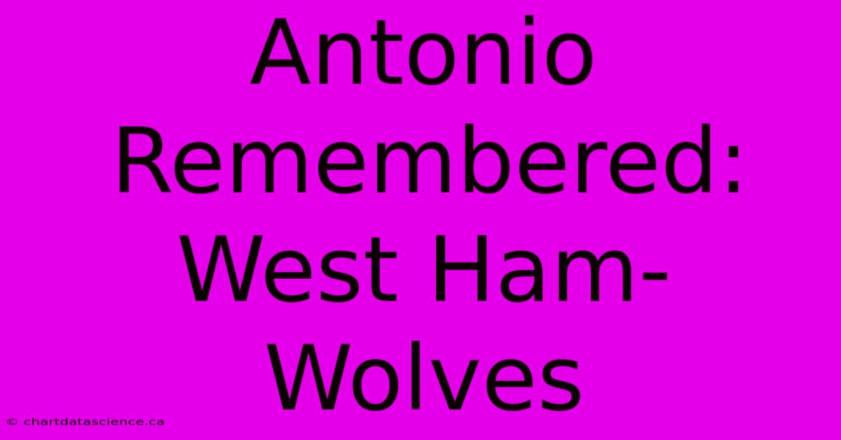 Antonio Remembered: West Ham-Wolves