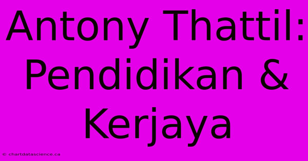 Antony Thattil: Pendidikan & Kerjaya