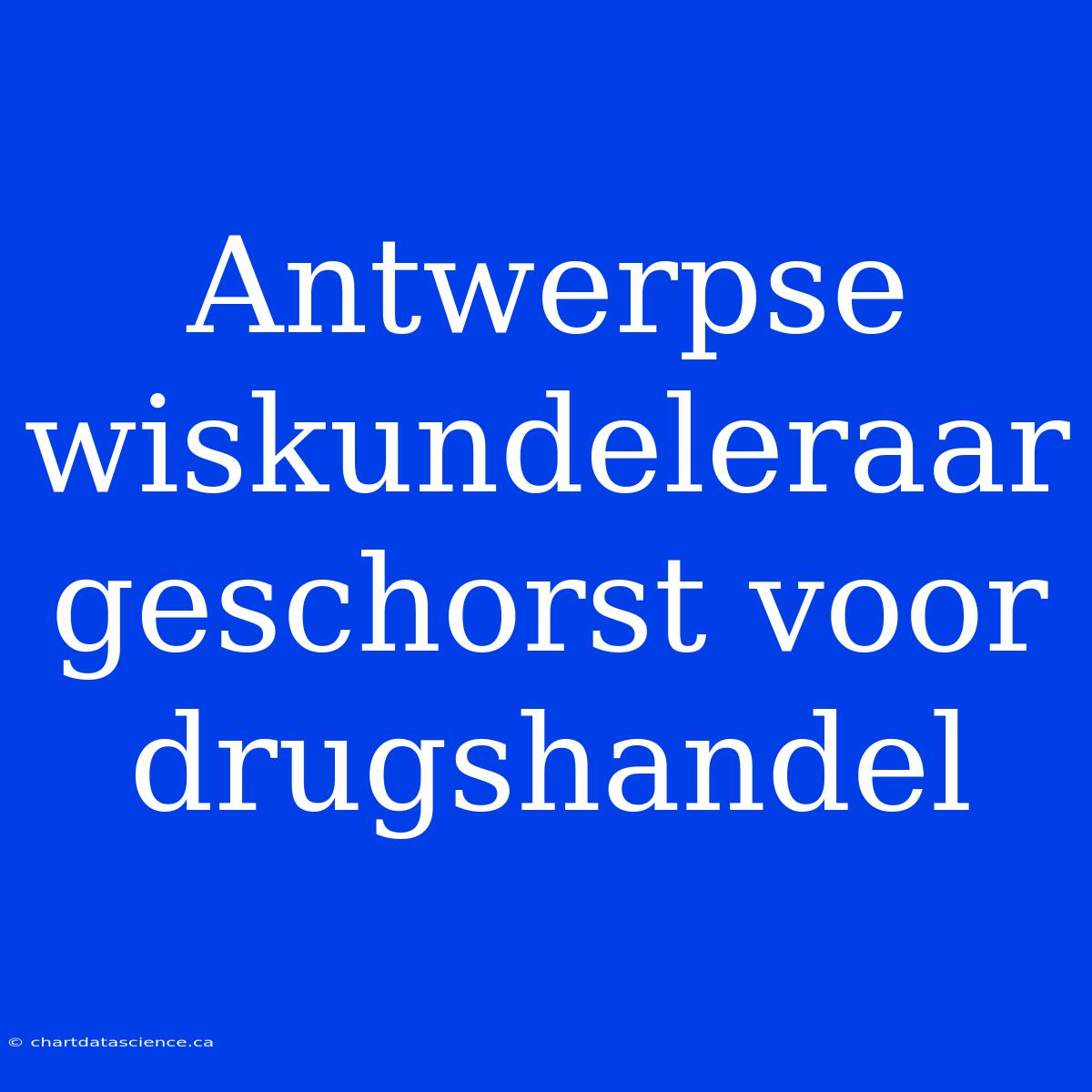 Antwerpse Wiskundeleraar Geschorst Voor Drugshandel