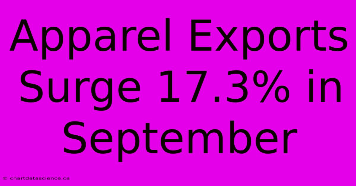 Apparel Exports Surge 17.3% In September