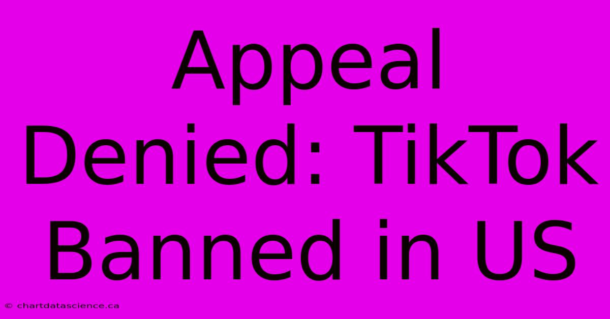 Appeal Denied: TikTok Banned In US