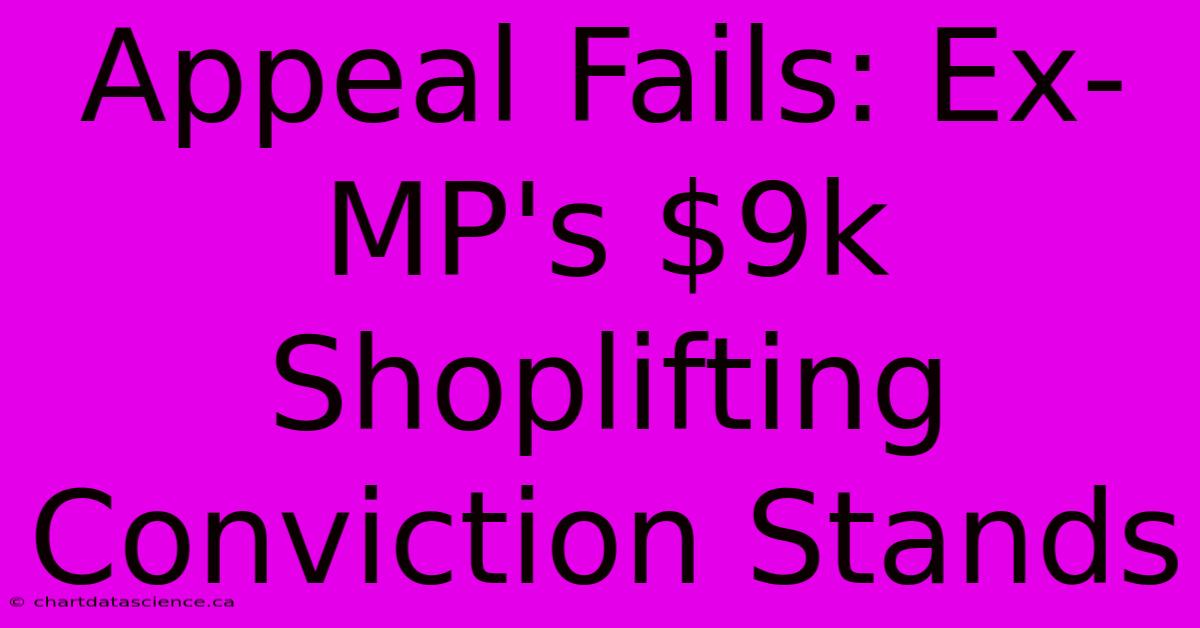 Appeal Fails: Ex-MP's $9k Shoplifting Conviction Stands