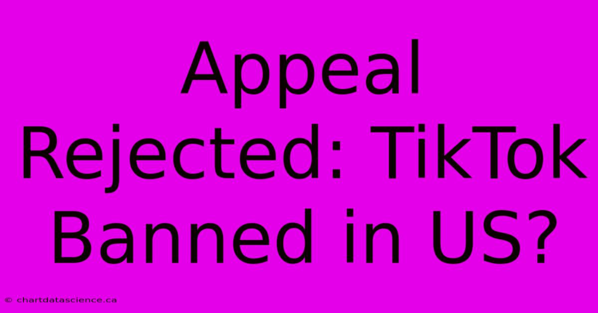 Appeal Rejected: TikTok Banned In US?