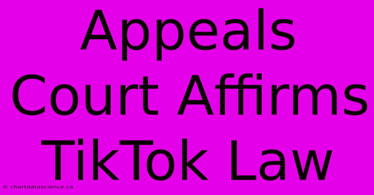 Appeals Court Affirms TikTok Law