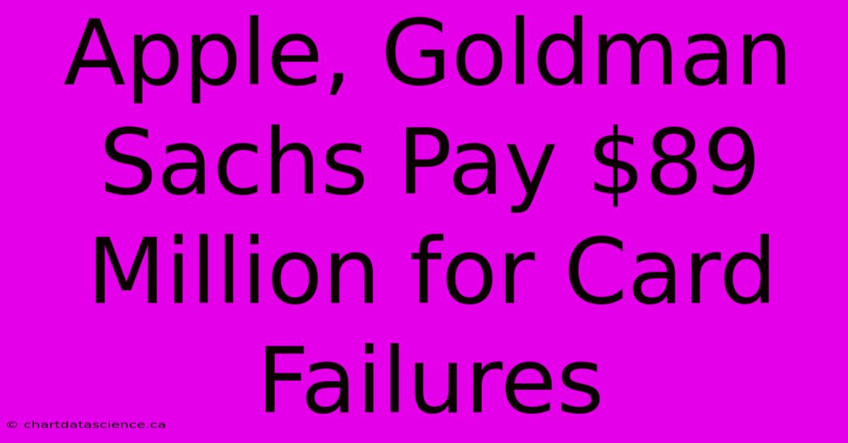 Apple, Goldman Sachs Pay $89 Million For Card Failures