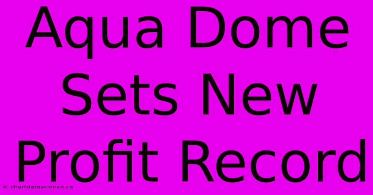 Aqua Dome Sets New Profit Record