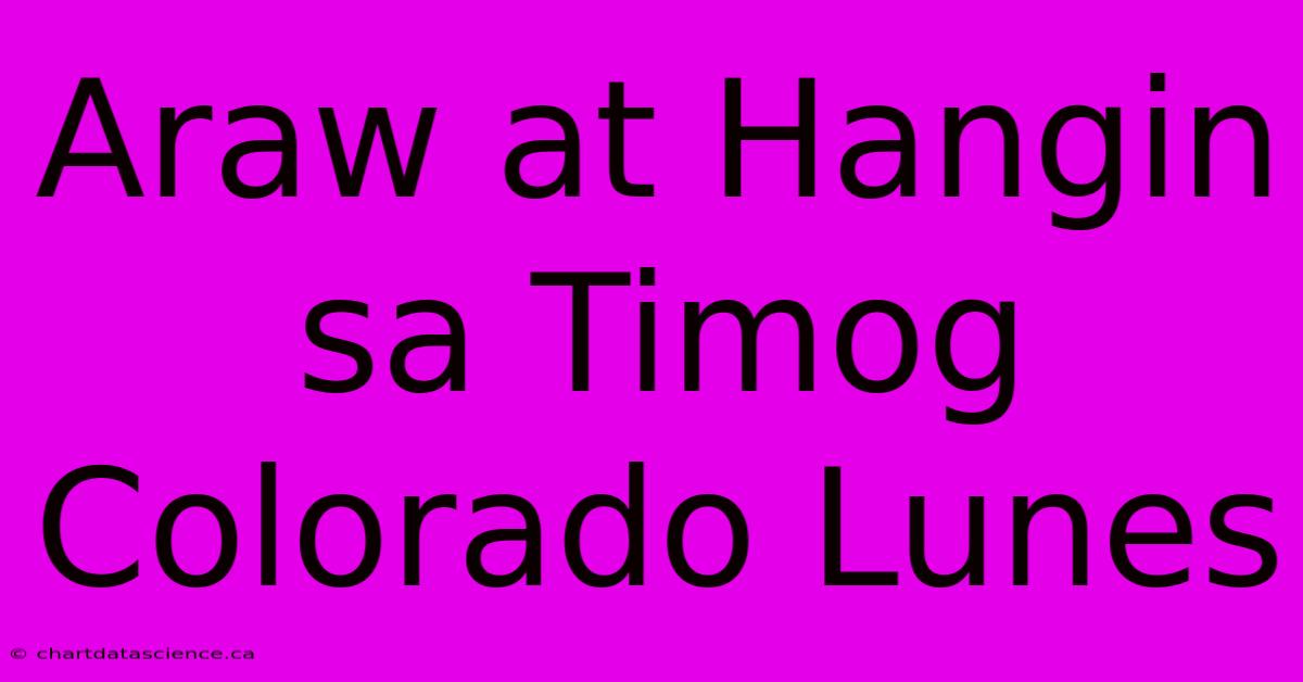 Araw At Hangin Sa Timog Colorado Lunes