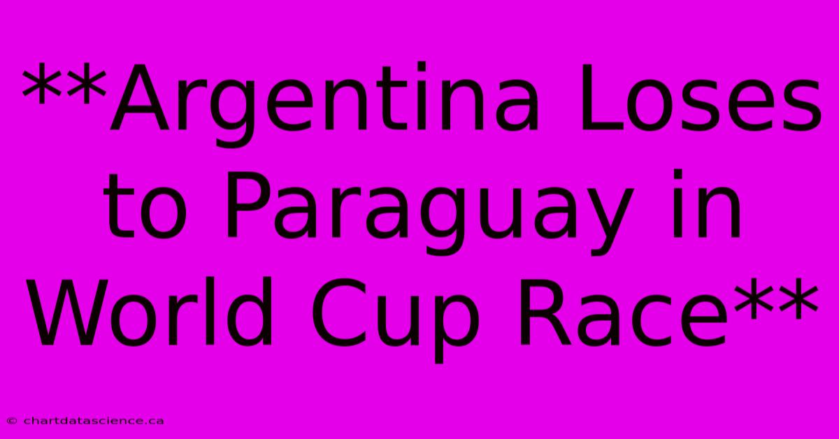 **Argentina Loses To Paraguay In World Cup Race** 