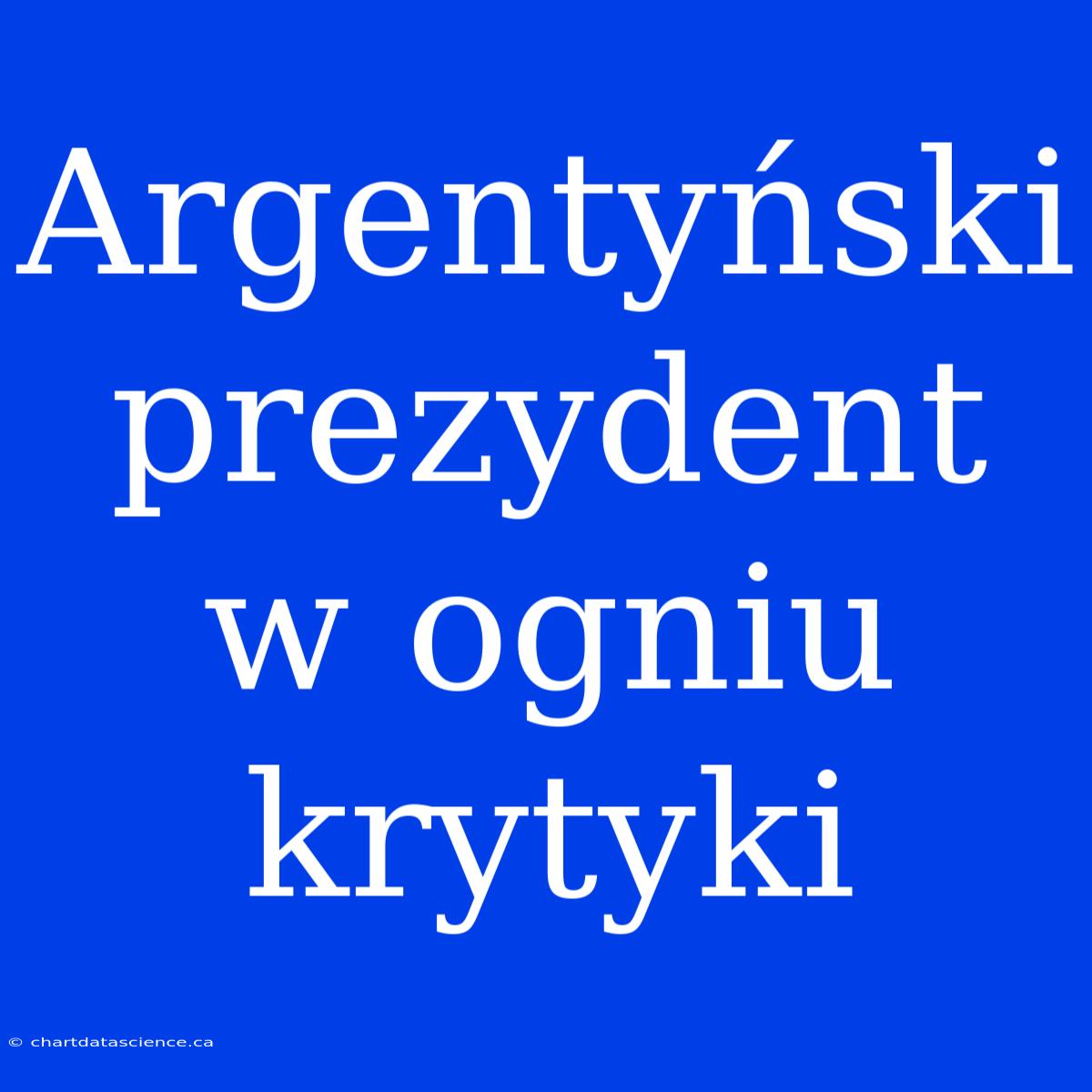 Argentyński Prezydent W Ogniu Krytyki