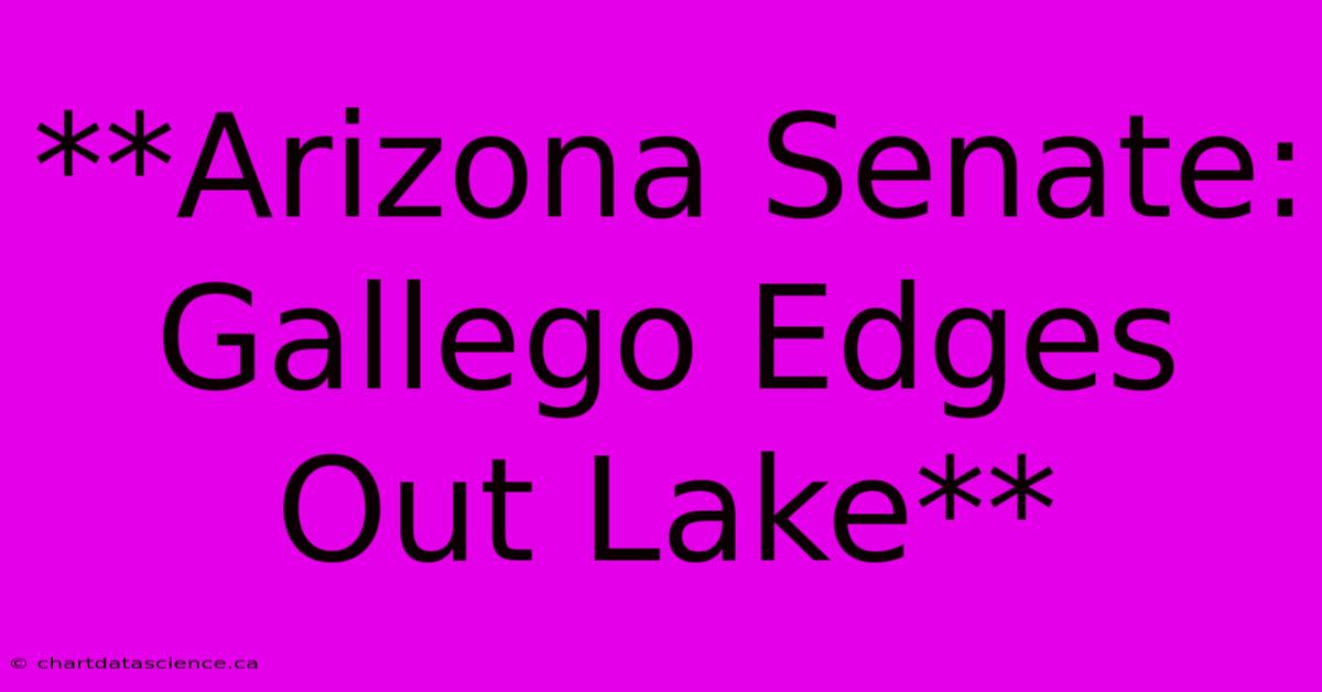 **Arizona Senate: Gallego Edges Out Lake**