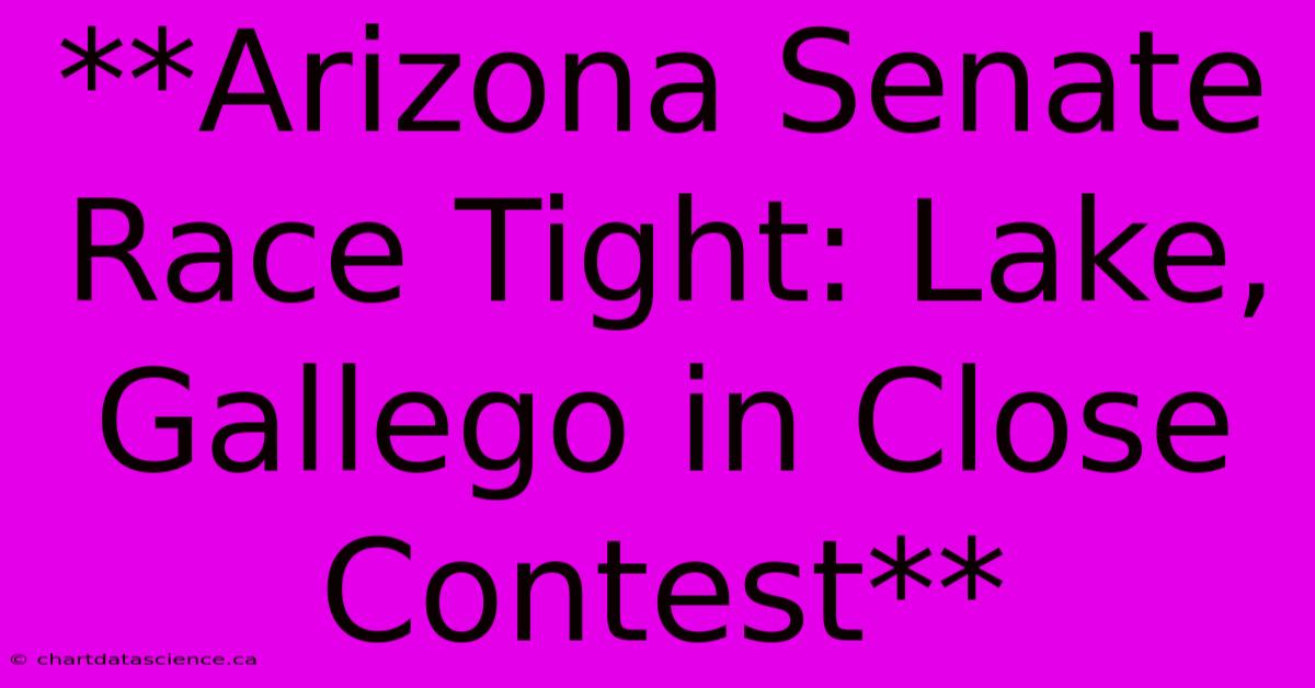 **Arizona Senate Race Tight: Lake, Gallego In Close Contest**