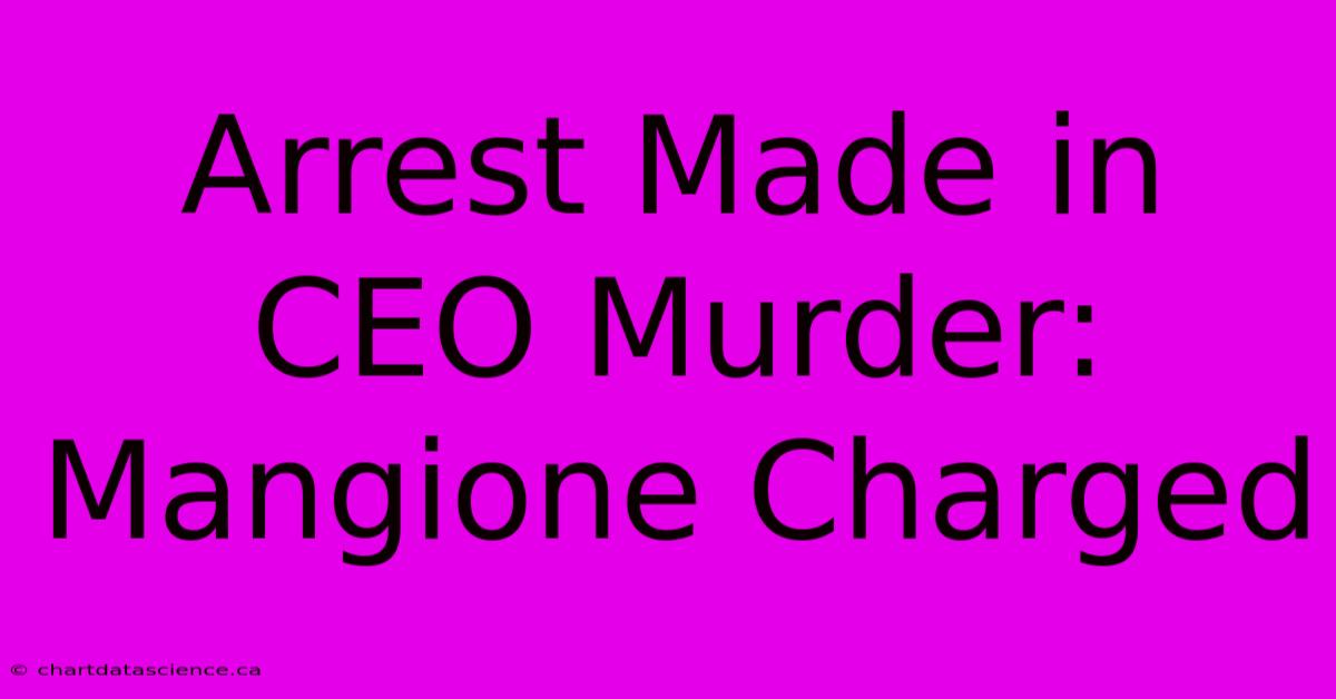 Arrest Made In CEO Murder: Mangione Charged