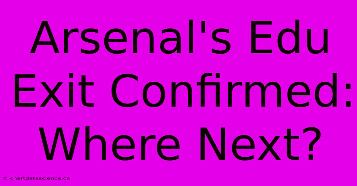 Arsenal's Edu Exit Confirmed: Where Next?