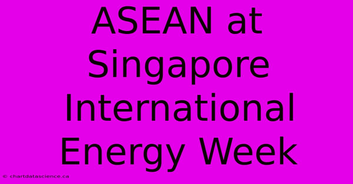 ASEAN At Singapore International Energy Week 