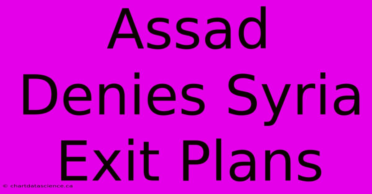 Assad Denies Syria Exit Plans