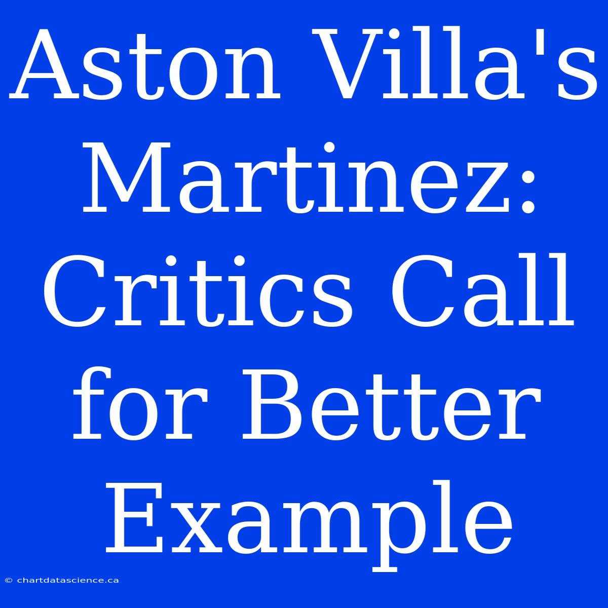 Aston Villa's Martinez: Critics Call For Better Example