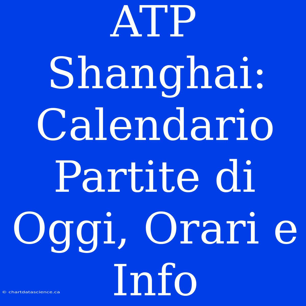 ATP Shanghai: Calendario Partite Di Oggi, Orari E Info