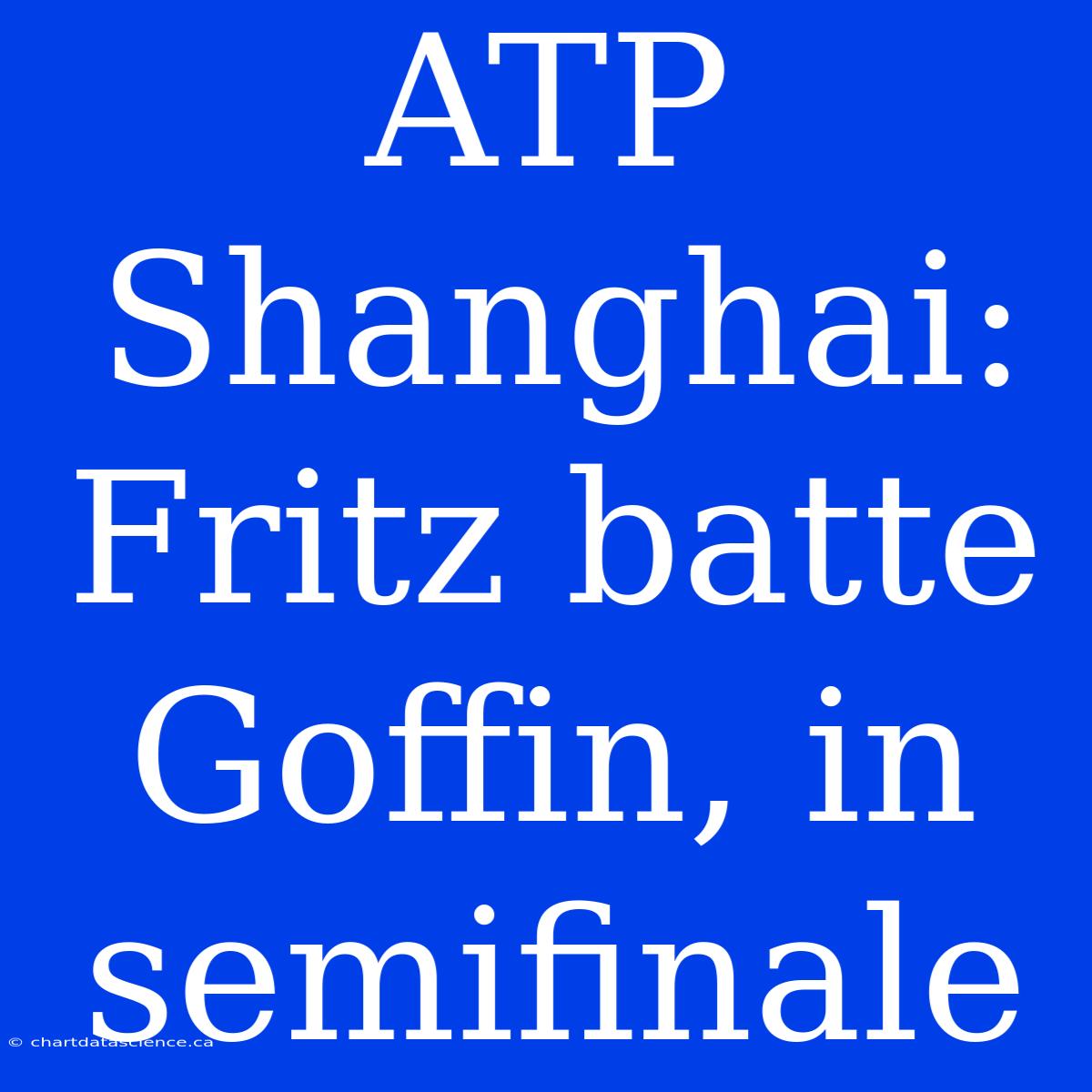 ATP Shanghai: Fritz Batte Goffin, In Semifinale