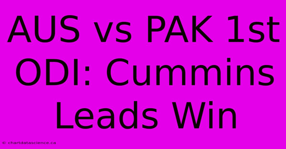 AUS Vs PAK 1st ODI: Cummins Leads Win