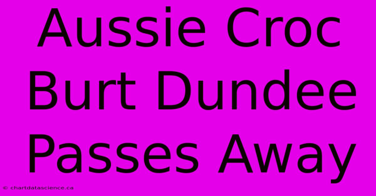 Aussie Croc Burt Dundee Passes Away