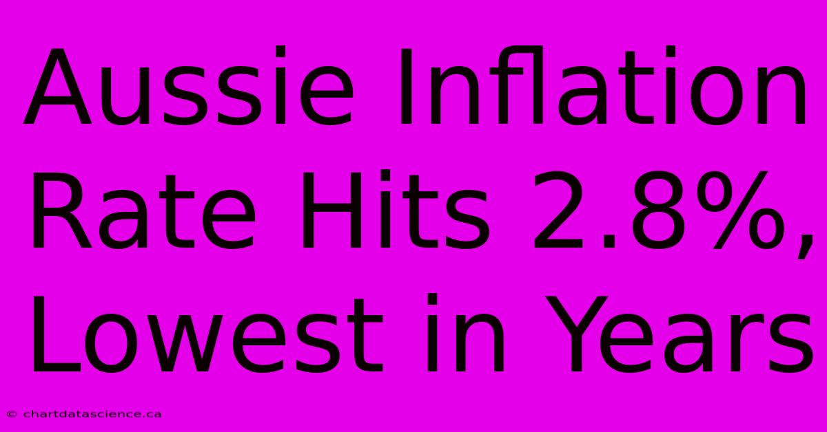 Aussie Inflation Rate Hits 2.8%, Lowest In Years