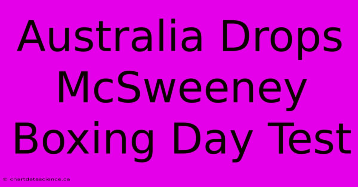 Australia Drops McSweeney Boxing Day Test