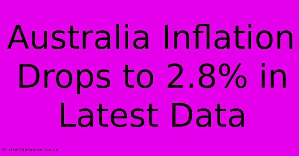 Australia Inflation Drops To 2.8% In Latest Data