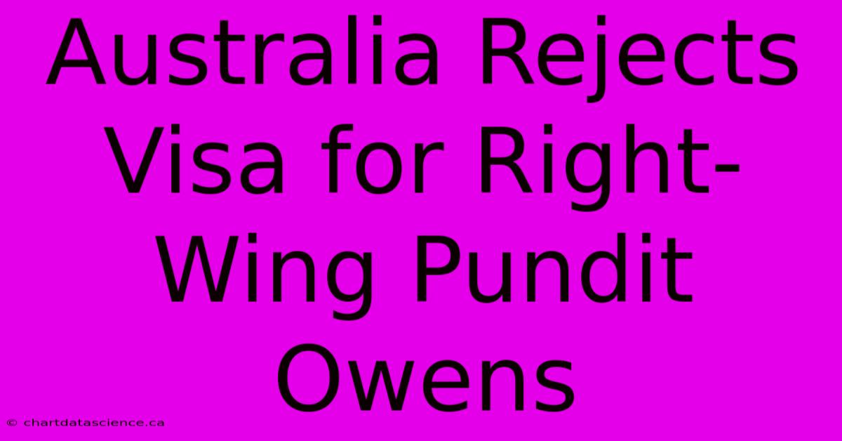 Australia Rejects Visa For Right-Wing Pundit Owens