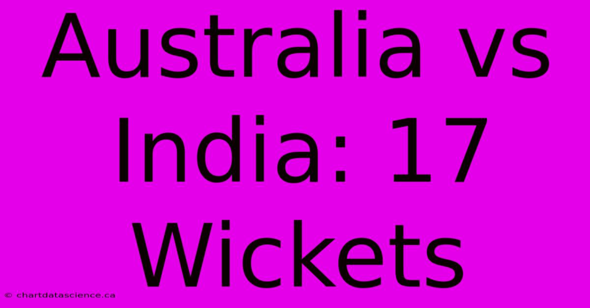 Australia Vs India: 17 Wickets