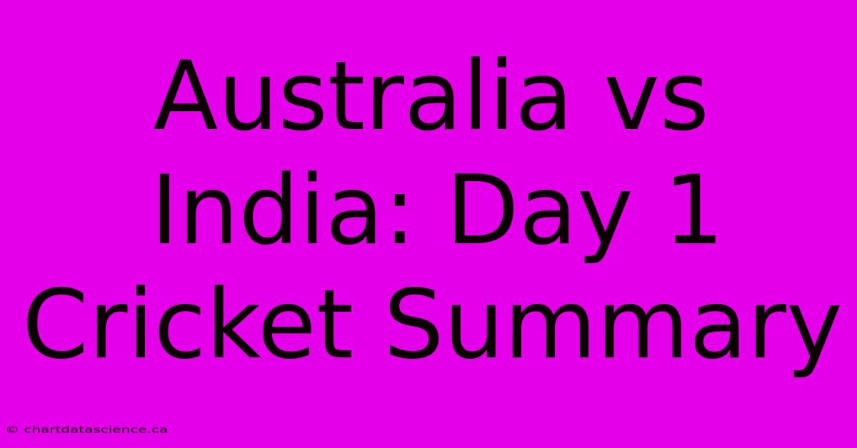 Australia Vs India: Day 1 Cricket Summary