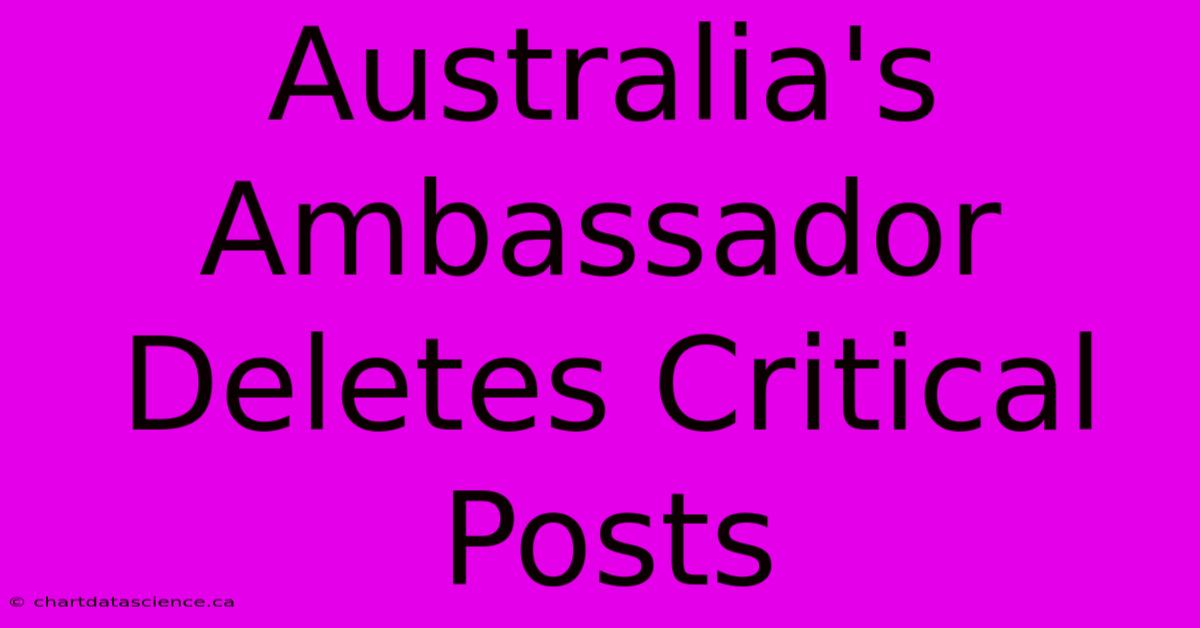 Australia's Ambassador Deletes Critical Posts