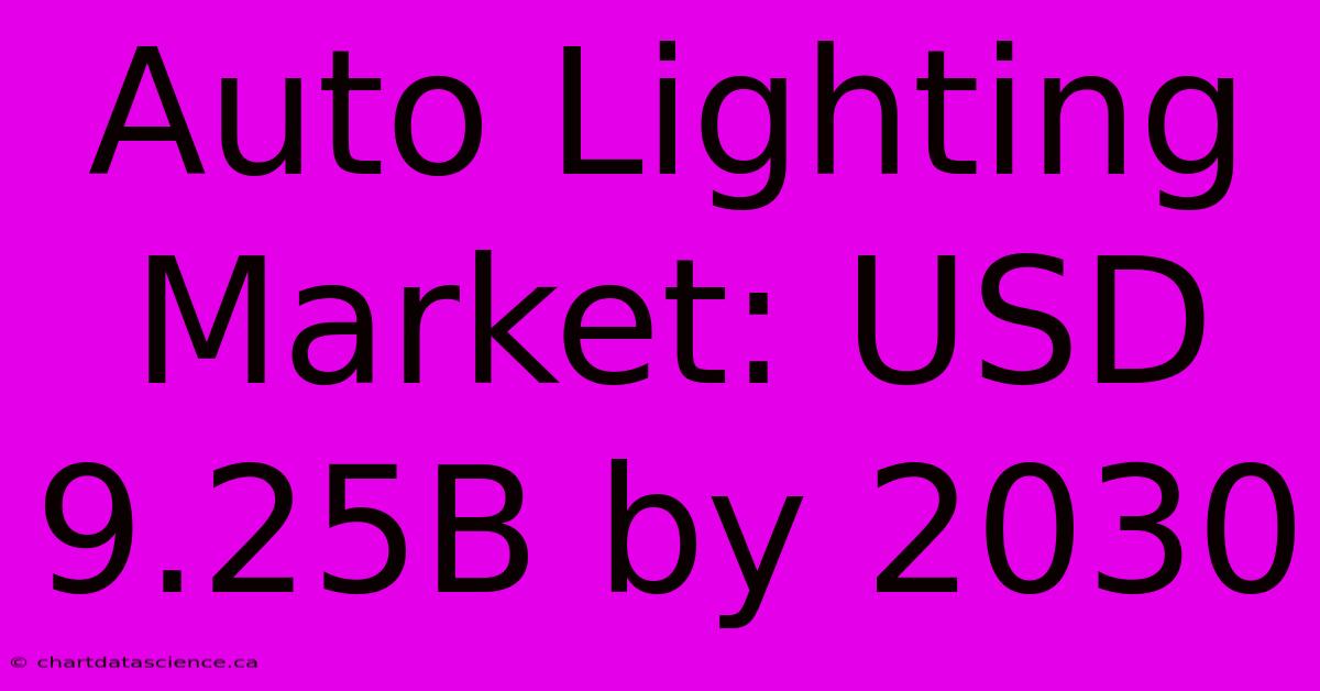 Auto Lighting Market: USD 9.25B By 2030