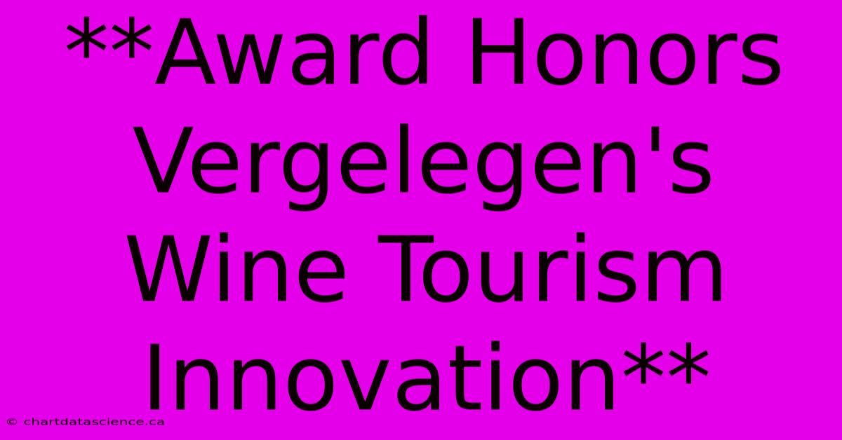 **Award Honors Vergelegen's Wine Tourism Innovation**