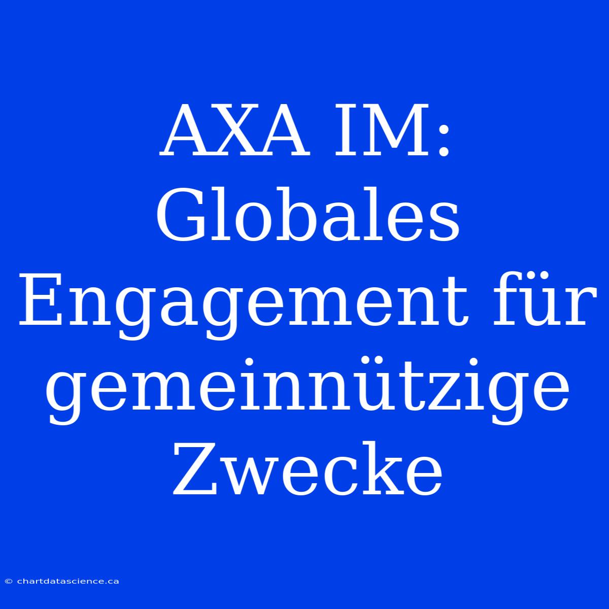 AXA IM: Globales Engagement Für Gemeinnützige Zwecke