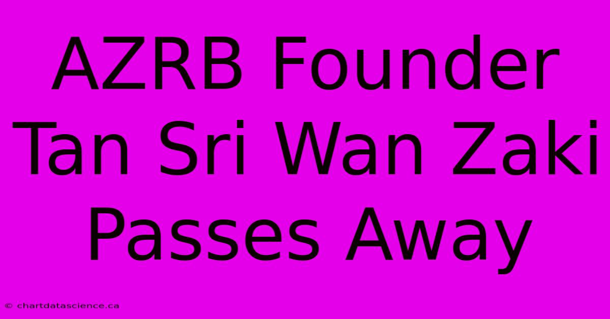 AZRB Founder Tan Sri Wan Zaki Passes Away