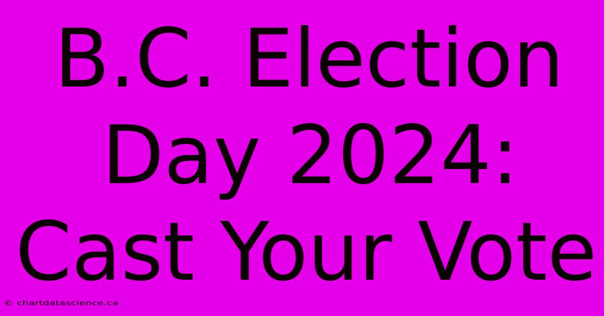 B.C. Election Day 2024: Cast Your Vote 