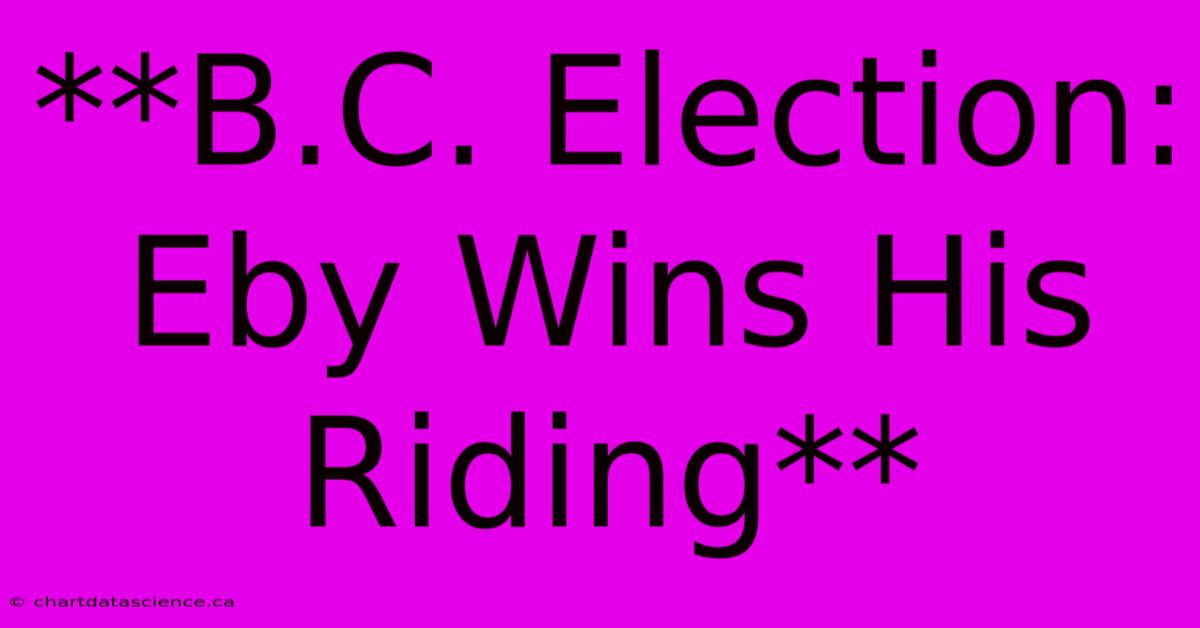 **B.C. Election: Eby Wins His Riding**