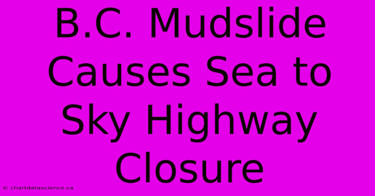 B.C. Mudslide Causes Sea To Sky Highway Closure