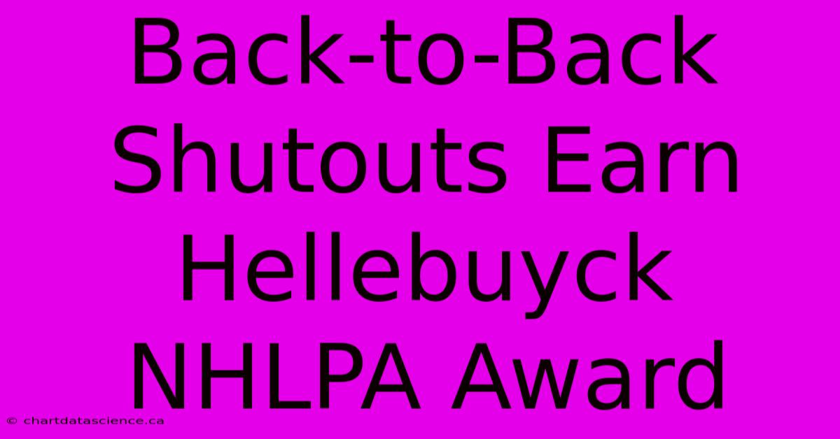 Back-to-Back Shutouts Earn Hellebuyck NHLPA Award