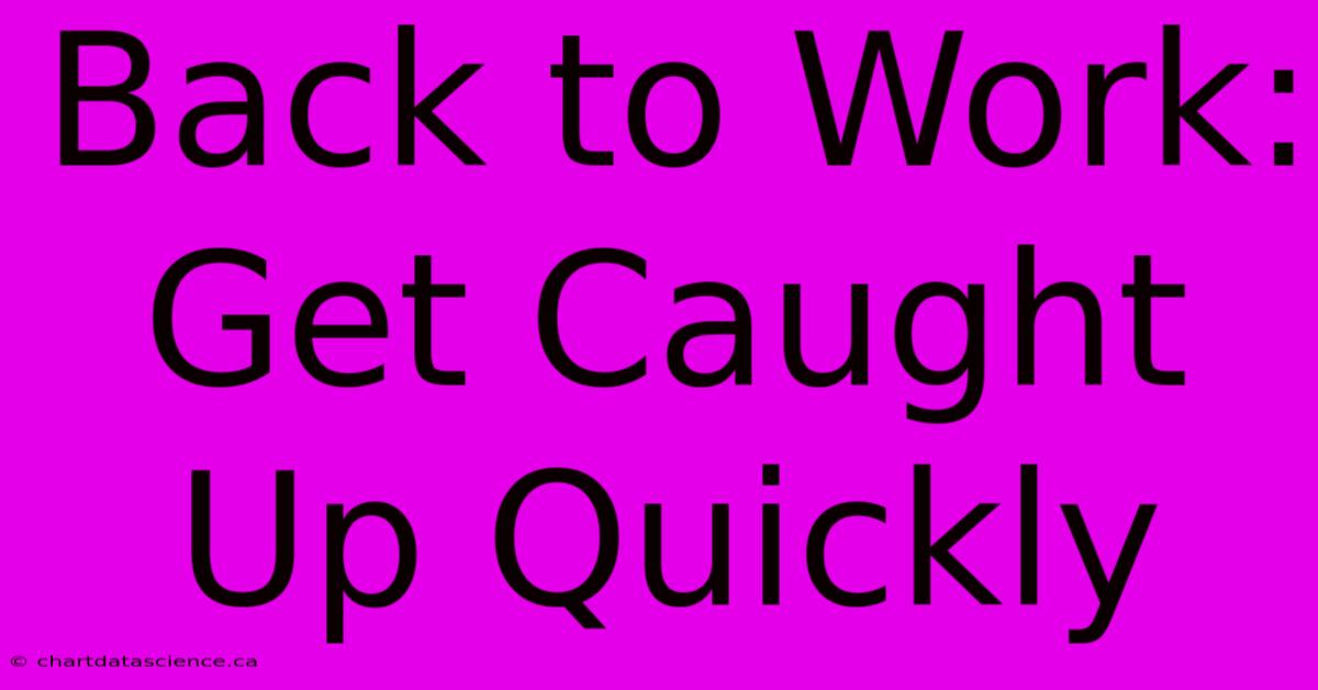 Back To Work: Get Caught Up Quickly