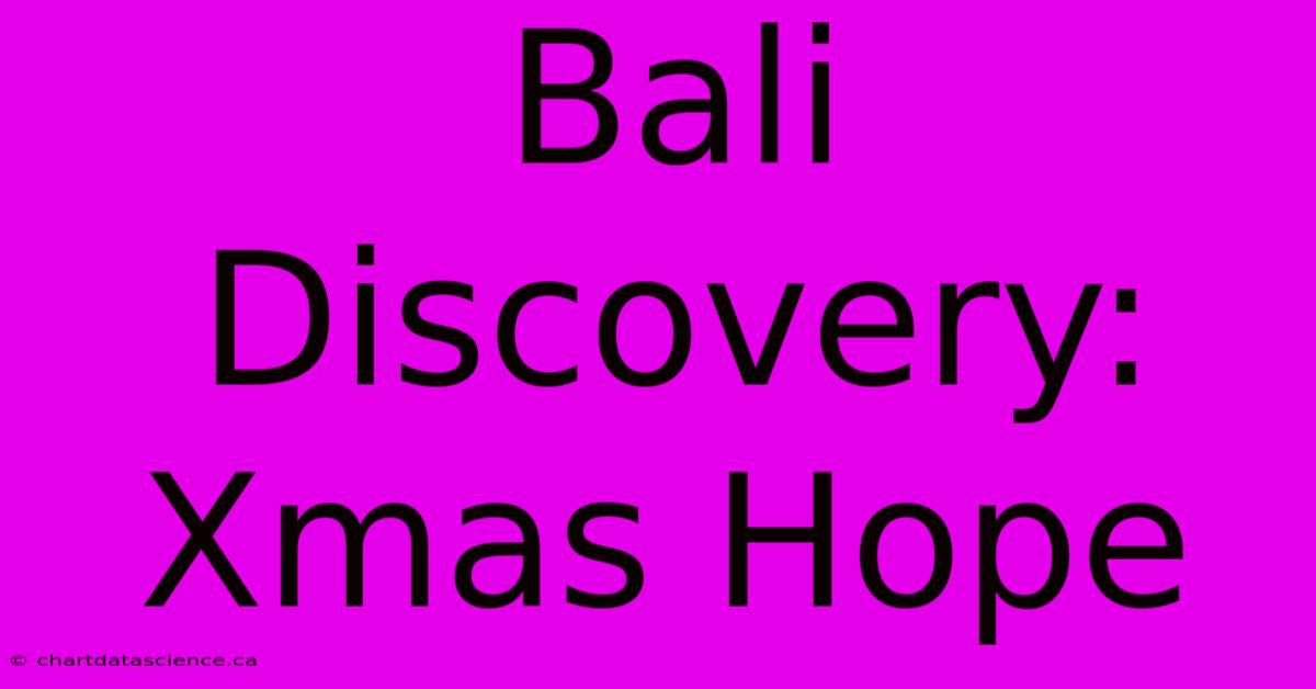 Bali Discovery: Xmas Hope