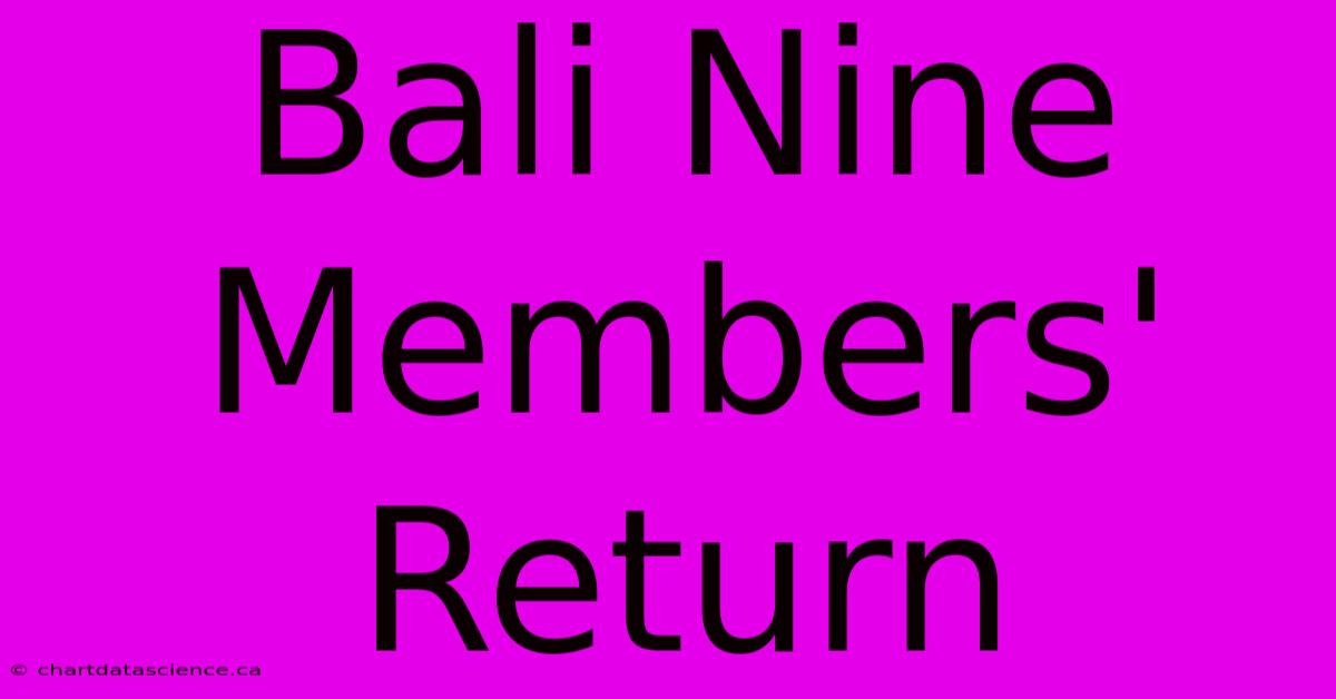 Bali Nine Members' Return