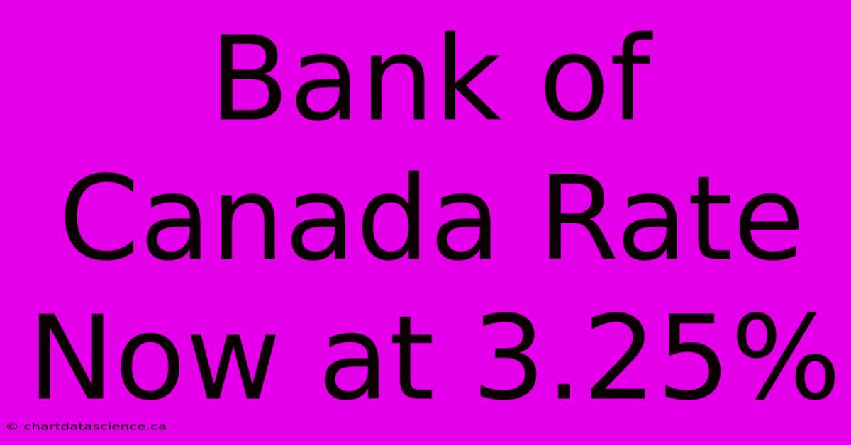 Bank Of Canada Rate Now At 3.25%