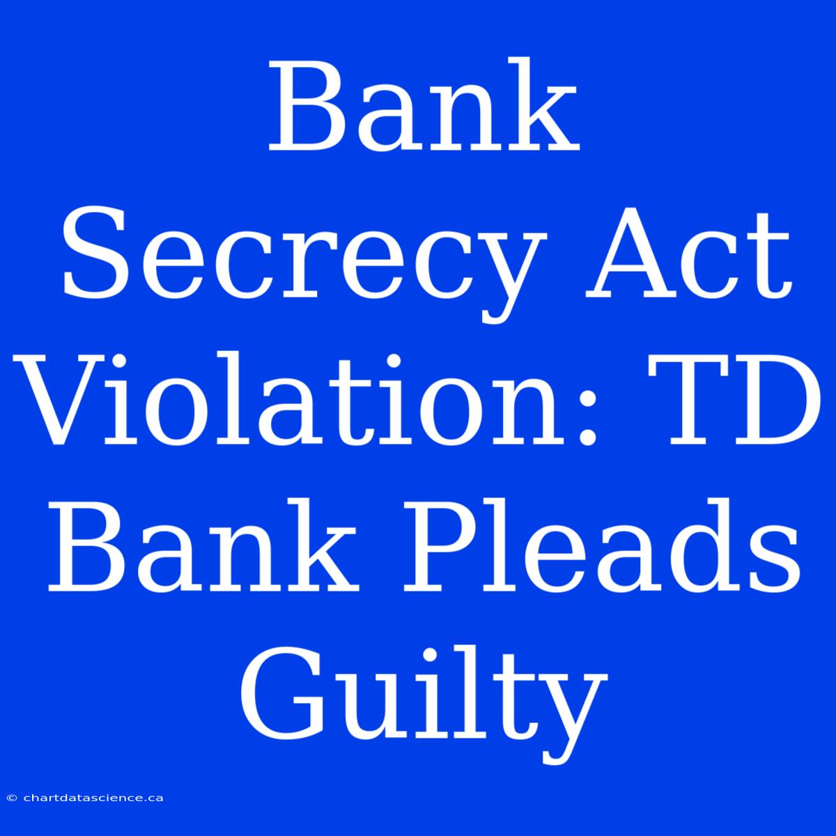 Bank Secrecy Act Violation: TD Bank Pleads Guilty