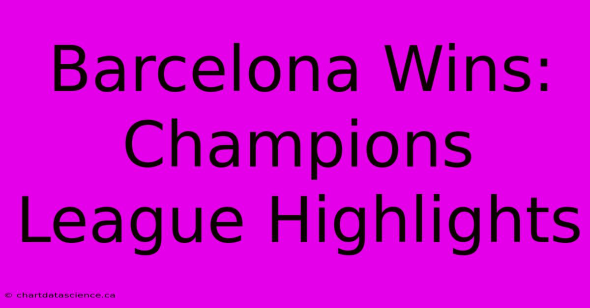 Barcelona Wins: Champions League Highlights